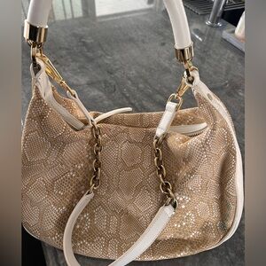 Tiffany & Company suede lizard shoulder bag, blue leather interior